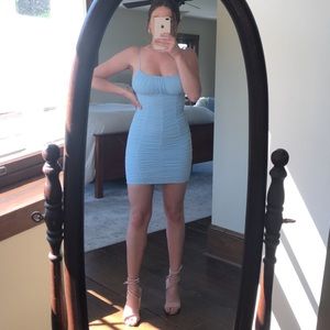 Princess Polly Moffett Mini Dress, light blue